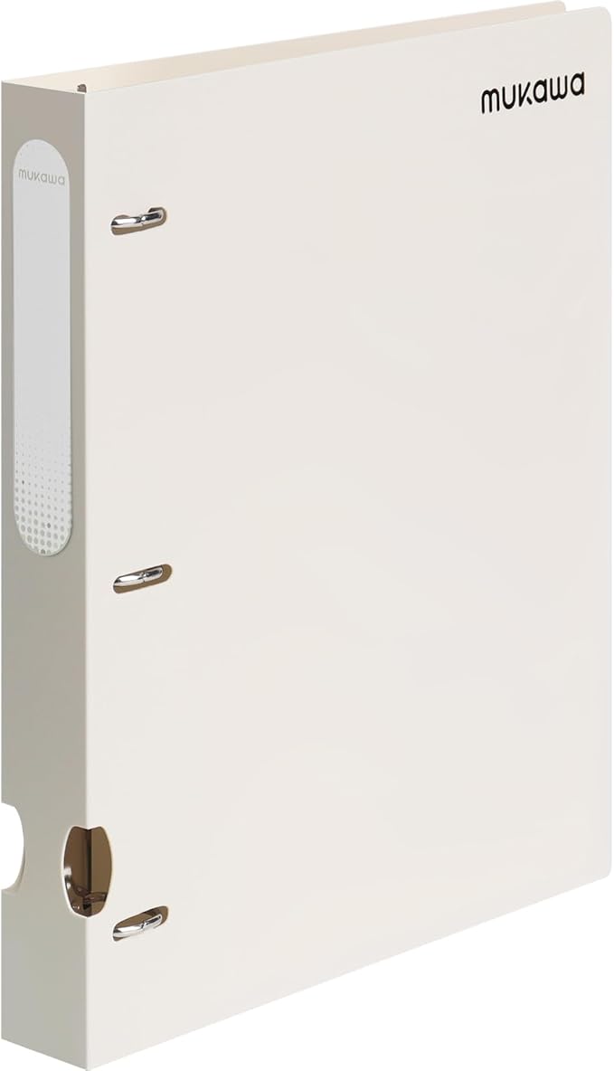 MUKAWA 1 Inch 3 Ring Binder, D-Ring Binder Holds 250 Sheets, PP Cover with Writable Spine Label, Lay-Flat Design, Letter Size 8.5x11, Lightweight for School, Office & Home Organization, 1 Pack, Beige