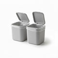 SILJIATING Mini Desktop Trash Can with Trash Bags, Small Countertop Waste Bin with Lid for Office, Skincare & Makeup Table, Tiny Aesthetic Garbage Bin for Bedside Gray(2pcs)