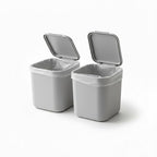 SILJIATING Mini Desktop Trash Can with Trash Bags, Small Countertop Waste Bin with Lid for Office, Skincare & Makeup Table, Tiny Aesthetic Garbage Bin for Bedside Gray(2pcs)