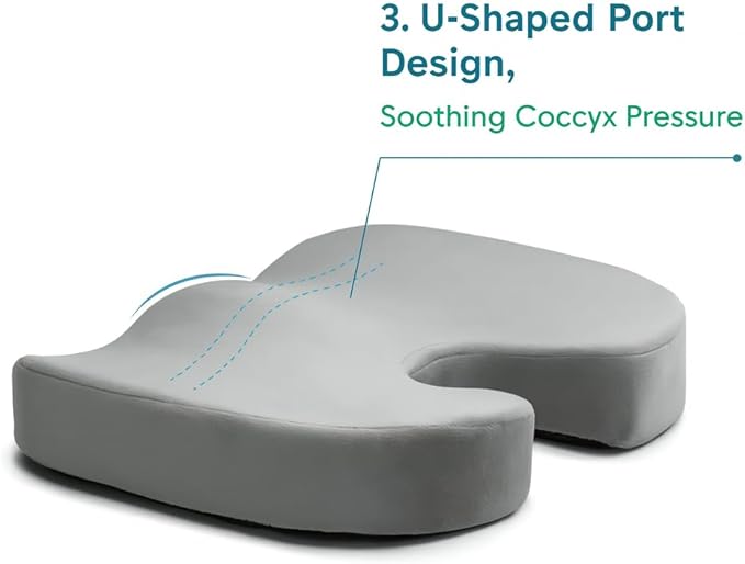 Ergonomic Gel Insert Memory Foam Seat Cushion | Cooling Gel Pad | Sciatica | Back Pain Relief | Office Chair Cushion |Stadium Seat, Airplane Seat Cushion, Chair Pads | Lumbar Support Pillow |Hip Pads