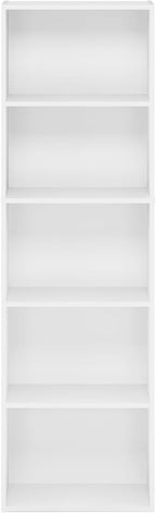 Furinno LUDER Book Shelf, 5-Cube Bookshelf, Bookcase with Open Shelf, 9.4 x 15.8 x 52, for Living Room, Bedroom, Home Office, White