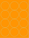 Pack of 25 Sheets, 8-1/2 x 11" Fluorescent Labels for Laser & Inkjet Printer (Orange Fluorescent, 2-1/2" Round - 12 per Page, 300 Labels)