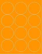 Pack of 25 Sheets, 8-1/2 x 11" Fluorescent Labels for Laser & Inkjet Printer (Orange Fluorescent, 2-1/2" Round - 12 per Page, 300 Labels)