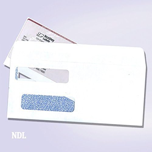 NextDayLabels #9 Double Window Check Envelopes - 100 Pack Ready-Seal Security Tinted Envelopes for QuickBooks, Sage 100, Blackbaud Checks - Self-Sealing Laser-Compatible - Made in USA