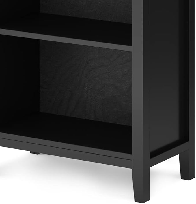 SIMPLIHOME Artisan Bookcase - 72 inch Tall 5-Shelf Solid Wood Bookshelf in Black, Contemporary Storage for Living Room, Study Room or Office with Adjustable Shelves and Decorative Side Panels