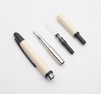 JINHAO 20 Press Fountain Pen, Retractable Capless Resin Pen with Ink Converter (F Nib 0.5mm, Ivory White - Black Clip)