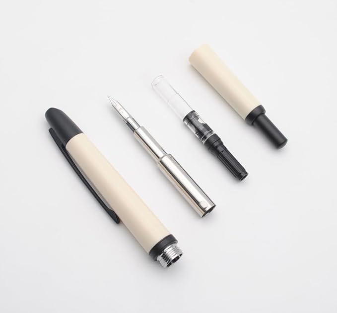 JINHAO 20 Press Fountain Pen, Retractable Capless Resin Pen with Ink Converter (EF Nib 0.4mm, Ivory White)