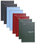 Mintra Office Steno Books (Poly Steno 8pk (Arctic Ice, Green Olive, Charcoal), Narrow Ruled) - Poly Cover, 6" x 9", 100 sheets for Writing Notes for school, office, work, 6x9 steno notepad, top bound spiral (8 PACK)