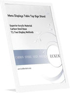 ECKEK Carbon Steel Sign Holder, Slanted Menu Displays, Table Top Sign Stand (L Shape White A4 210×297mm/8.27×11.69 inches)
