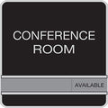 NapTags Conference Room Slider Signs (Black - Silver Frame, 8" x 8")