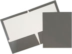 JAM PAPER Laminated Two Pocket Glossy School Folders - Letter Size - High Gloss Grey - 6/Pack