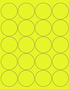 NextDayLabels - Pack of 100 Sheets, 8-1/2 x 11 Fluorescent Labels for Laser & Inkjet Printer (Yellow Fluorescent, 2" Round - 20 Per Sheet, 2000 Labels)