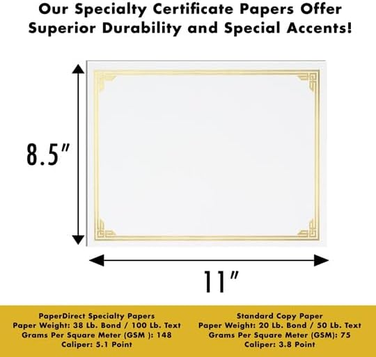 PaperDirect Silver on White Classic Specialty Certificates, 8½ x11, Foil Accents, 50 Count, Certificates And Awards Paper, For School, Work, Diplomas & Award Certificates