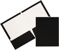 JAM PAPER Laminated Two Pocket Glossy School Folders - Letter Size - High Gloss Black - Bulk 25/Pack