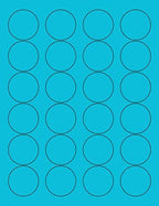 8-1/2 x 11" Neon Color High Light Fluorescent Labels for Laser & Inkjet Printer (Blue Fluorescent, 1.66" Round - 24 Per Page | 2400 Labels)