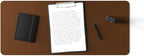 POUT TekDec Mat – Vegan Leather Desk Pad (31.5×13.4in / 80×34cm), Water-Resistant Surface, Anti-Slip Base, Scratch & Heat Protection, Multi-Functional Writing & Mouse Pad – Cinnamon Brown