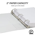 Samsill 2 Inch 3 Ring Binders, Made in USA, Economy Round Ring, Clear View Cover, 425 Sheet Capacity - for School, Home, Office - White, 4 Pack