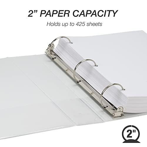 Samsill 2 Inch 3 Ring Binders, Made in USA, Economy Round Ring, Clear View Cover, 425 Sheet Capacity - for School, Home, Office - Assorted, 4 Pack