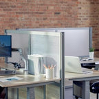 NBF Office Partitions - Cubicle Privacy Panel Wall Divider - Modern Room Separator with Quick Assembly - Indoor Laminate Free Standing Portable Room Divider Panel - 52" H x 49" W (Gray)