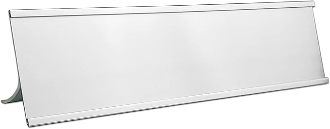 5 Pack 2" x 8" Aluminum Desk Name Plate Holders,Office Business Desk Sign Holder for Meeting Room or Other Business Event (Silver)