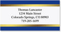 Blue and Gold Foil Border Return Address Labels - Set of 144 1-1/8" x 2-1/4" Self-Adhesive, Flat-Sheet Labels