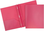 JAM PAPER Plastic Color POP Folders - 2 Pocket Durable Folders with Metal Prongs Fastener Clasps - Fuchsia Hot Pink - 6/Pack
