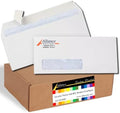 1000#10 Custom Printed Envelopes, White, Single Left Window, Self Seal, Security Tinted, Text and Logo Customization, Size 4-1/8 x 9-1/2 Inches, 24 LB