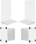 VONDERSO Metal Bookends White, 2 Pairs Metal Bookends Heavy Duty for Shelves Decor Home Office, Unique White Book Ends Supports Anti-Slip for Kids Girls