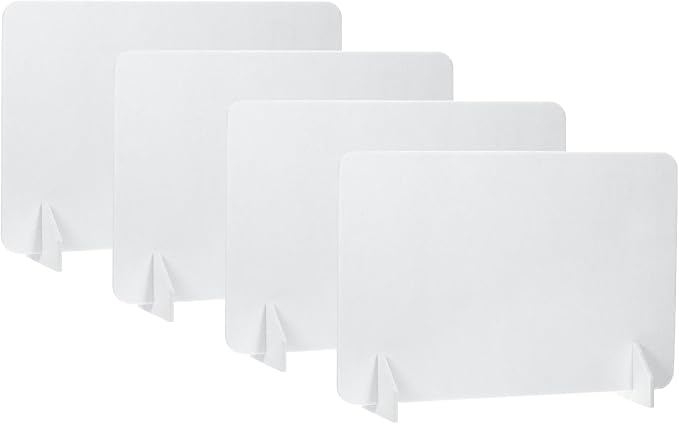 PATIKIL Desk Divider, 4 Set 24 x 16 Inch Acoustic Freestanding Desk Divider Desk Privacy Panel with 8 Pcs Support Feet for Library Office Workstation,White