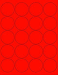 8-1/2 x 11" Neon Color High Light Fluorescent Labels for Laser & Inkjet Printer (RED Fluorescent, 2" Round - 20 Per Page | 2000 Labels)