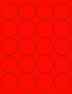 8-1/2 x 11" Neon Color High Light Fluorescent Labels for Laser & Inkjet Printer (RED Fluorescent, 2" Round - 20 Per Page | 2000 Labels)