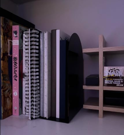 Lulonpon 16 Pieces Book Ends, Bookends, Books Stand, Metal Bookend for Shelves, Black Book Ends for School, Library, Desktop Organizer