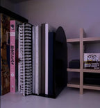 Lulonpon 16 Pieces Book Ends, Bookends, Books Stand, Metal Bookend for Shelves, Black Book Ends for School, Library, Desktop Organizer