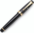 xixixiaozhu Metal Big Fountain Pen, Medium Nib 0.7mm, Includes Ink Converter & 5 Cartridges, Glossy Piano Painted Finish (Black)