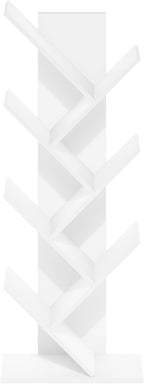 Furinno Tree Book Shelf, 7-Tier Bookshelf, Tree Bookcase for Room Decor, 8.4 x 15.7 x 39.4, for Living Room, Bedroom, Home Office, White