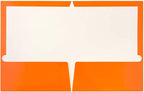 JAM PAPER Laminated Two Pocket Glossy School Folders - Letter Size - High Gloss Orange - Bulk 25/Pack