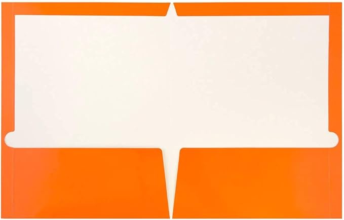 JAM PAPER Laminated Two Pocket Glossy School Folders - Letter Size - High Gloss Orange - Bulk 25/Pack
