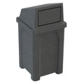 Sturdy Essentials Campus Collection 32 Gallon Square 100% Recycled Plastic Heavy Duty Commercial Indoor or Outdoor Trash Can with Push Lid | Great for Schools and Businesses - Dark Granite