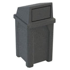 Sturdy Essentials Campus Collection 32 Gallon Square 100% Recycled Plastic Heavy Duty Commercial Indoor or Outdoor Trash Can with Push Lid | Great for Schools and Businesses - Dark Granite
