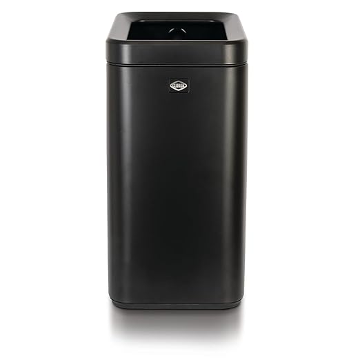 Clorox Slim Open Trash Can - 2.6 Gallon (10 Liter) Small Metal Waste Basket with Removable Bucket for Narrow Spaces - Stainless Steel Garbage Bin for Bathroom, Bedroom, or Office, Black