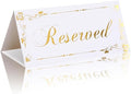 20 Pack Reserved Table Signs White Reserved Table Tent Card with Gold Foil Design for Wedding Party Restaurant - Double Sided Reserved Sign Table Tent Place Cards for Event