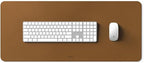 POUT TekDec Mat – Vegan Leather Desk Pad (31.5×13.4in / 80×34cm), Water-Resistant Surface, Anti-Slip Base, Scratch & Heat Protection, Multi-Functional Writing & Mouse Pad – Caramel Tan