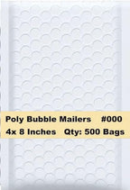 iMBAPrice 4x8 Inches White Color Polybubble Bag, 500-Pack Small Size #000 Self Seal Poly Bubble Mailers Padded Packing Envelopes (Total 500 Bags)