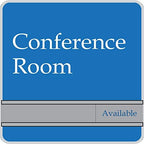 NapTags Conference Room Slider Signs (Sapphire Blue - Silver Frame, 6" x 6")