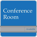 NapTags Conference Room Slider Signs (Sapphire Blue - Silver Frame, 8" x 8")