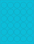 NextDayLabels 8-1/2 x 11" Neon Color High Light Fluorescent Labels for Laser & Inkjet Printer (Blue Fluorescent, 1.5" Round - 30 Per Page | 750 Labels)