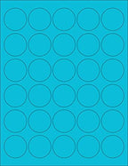 NextDayLabels 8-1/2 x 11" Neon Color High Light Fluorescent Labels for Laser & Inkjet Printer (Blue Fluorescent, 1.5" Round - 30 Per Page | 750 Labels)