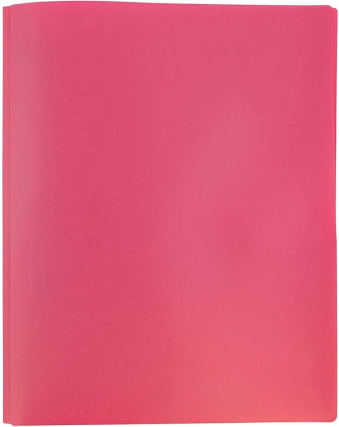 JAM PAPER Plastic Color POP Folders - 2 Pocket Durable Folders with Metal Prongs Fastener Clasps - Fuchsia Hot Pink - 6/Pack
