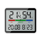 Luzsco Digital Hygrometer Indoor Thermometer, Clock with Temp & Humidity, Temp Gauge with Comfort Indicator, Wall/Magnetic/Desk Alarm Clock for Bedroom, Baby Room, Office, Kitchen, Garage (Black)