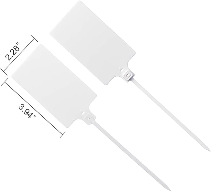 200Pcs Plastic Seals Shipping Label Tags, Writable Marker Big Sign Tie for Logistics, 255mm Total Length Self Locking Inventory Waterproof Tag Fastener with 3 Marker Pen (White)